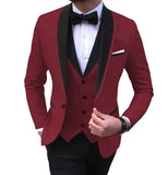 Riolio  Solid Men's 3 Pieces Wedding Suit One Button Shawl Lapel Jacket Vest Pants Dinner Groom Tuxedos Slim Fit Formal Business Suits