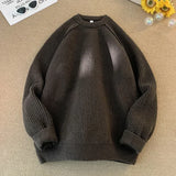 Riolio Brand Sweaters Trend Mans Autumn Winter Solid Color Splicing Loose O Neck Oversize Pullover New Man Motion Clothes