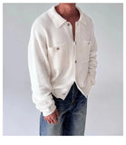 Riolio  New Japanese Fashion Men Cardigan Jackets Light Luxury Knitted Button-down Long Sleeve Sweater Coat Premium Solid Color Knitwear