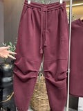 Riolio Streetwear Sportswear Plush Thickened Sweatshirt Trousers Two-piece Set Unisex Versatile Loose Solid Color Casual Sports Suit