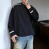 Riolio  Mens T-Shirts Contrast Striped Casual T-Shirts Spring Streetwear Versatile Long-Sleeved Tops Old Money Men'S Clothing New