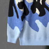 Riolio  New Korean Trendy Men Sweaters Light Luxury Knitted Color Clashing O Neck Long Sleeve Pullover Casual High Street Knitwear M-3XL