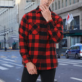 Riolio  English Style Vintage Men Clothing Plaid Shirt Spring Autumn New Harajuku Long Sleeves Streetwear Fashion Business Casual Tops