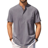 Riolio Summer Men's Cotton Linen T-Shirt Lightweight Breathable Beach Style Tees Short Sleeve Casual Hawaii Vacation Tops