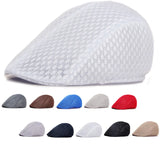 Riolio Korean Version of Men's and Women's Berets Solid Color Hollow Mesh Caps Forward Caps Breathable Summer Sun Hats