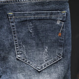 Riolio  Fashion Ripped Men's Slim Jeans Streetwear Trendy Korean Beggar Holes Pants Autumn Stretch Personality Casual Denim Trousers