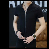 Riolio  Short-sleeved T-shirt Men Korean Style Slim Ice Silk Summer Thin Cardigan Top