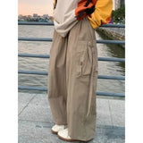Riolio  Japanese Retro Multi-pocket Overalls for Men Women Trendy Brand Loose Drapey Wide-leg Pants Versatile Long