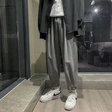 Riolio  Solid Elastic Waist Loose Pockets Handsome Casual Pants Simplicity Sports Spring Summer Thin Fashion Streetwear Men's Clothing
