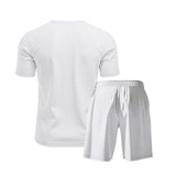 Riolio 2025 Summer Simplicity Men's Suit Loose Walf Checks Fabric Breathable Comfort and Casual Short Sleeve Shorts Two-Piece Suit