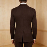 Riolio  Men's Striped 2 Pieces Suits Set Double Breasted Slim-Fit Jacket Casual Business Pants Office Wedding Fashion Formal Attire
