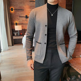 Knitted Cardigan Men Autumn Long Sleeve Slim Fit Sweater Coat Business Casual Sweatercoat Streetwear Men Clothing