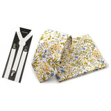 Riolio  Men's High Quality 6.5cm Floral Leaves Cotton Tie Handkerchief Suspender Set Novel Gentleman Artistic Wedding Accessories Gifts