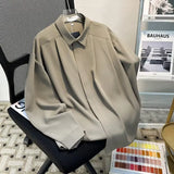 Riolio Korean High-end Long-sleeved Shirt Men's Solid Color High-end Droop Top Spring and Autumn Loose Handsome Shirt Chic Streetwear