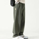 Riolio Solid Color Pants Breathable Wide-leg Men's Work Pants Retro Style Versatile Solid Color Trousers Pants for Men