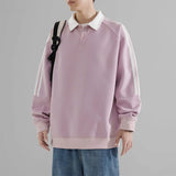 Riolio  Autumn Style Men's Hoodie Fake Two-Piece Collared Loose Top Trendy Sporty Casual Youth Fashion Polyester Fiber Long Sleeve
