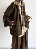 Riolio Retro Japanese Sle Men's Plaid Jaet Spring Autumn Loose Casual Embroidery Outerwear Youth Faion Classic id Coat