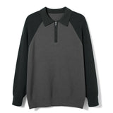 Riolio  New American Chic Men Polo Sweater Luxury Trendy Business Zip-up Knit Solid Color Pullover Leisure Slim-fit Long Sleeve Knitwear