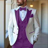 Riolio  3 Pieces Jacket with Vest Pant Wedding Suits for Men Single Breasted Peak Lapel Groom Tuxedo Male Fashion Suits