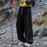Riolio  Quick Dry Wide Leg Pants with Drawstring Unisex Summer Ice Sensation Waistband Contrast Color Stitched Elastic Cords