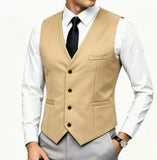 Riolio  Men's Wedding Formal Suit Vest Slim Fit V-Neck Waistcoat Business Party Sleeveless Men's Clothing