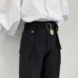 Riolio  Summer Black Personality Design Three-dimensional Pocket Overalls Men All-match Casual Trousers Mens Clothing Pants Hombre Y2K
