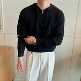 Riolio  New British Leisure Men's Hooded Sweater Trendy Zip-up Preppy Style Slim-fit Long Sleeve Hoodies Casual Vintage Warmth Knitwear