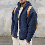 Riolio  Men's Autumn and Winter Double-Sided Fleece Warm Jacket  Loose Hooded Casual Jacket