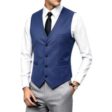 Riolio  Men's Wedding Formal Suit Vest Slim Fit V-Neck Waistcoat Business Party Sleeveless Men's Clothing