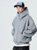 Riolio Hooded Cardigan Sweatirt Loose Casual Double Zipper Jaet for Teens Spring Autumn Seasonal Polyester Fiber Fce Lined