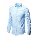 Riolio Men's Long Sleeve White Shirt Casual Business Formal Slim Fit Korean Style Professional Work Shirt Wrinkle-free Ironing
