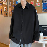 Riolio  Young Style Korean Street Casual Shirts Fashion Office Lady Loose Solid Spring Summer Thin Simplicity Men's Clothing Handsome