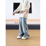 Riolio Men's Denim Pants Male Jeans Patchwork Personalized panhandler pants Straight Casual Menwear Loose Wide Leg Trousers New