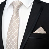 Riolio  Newest Tie Set 8CM Mens Necktie Handkerchief Neck Ties Sets For Man Yellow Color Plaids Stripes Jacquard Cravat Business Party