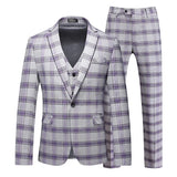 Riolio  Slim Fit Three Piece Men's Suit Korean Style Business Casual Plaid Professional Suit Set Male Cross-Border New Model