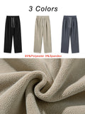 Riolio Winter Thick Fleece Warm Sweatpants Men Streetwear Wide-Leg Straight Loose Track Pants Male Casual Thermal Velvet Trousers