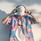 Riolio  Spring Summer Thin Casual Streetwear Shirts Fashion Handsome Turn-down Collar Loose Printing Button Short Sleeve Men's Clothing
