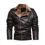 Riolio Autumn and Winter Artificial Leather Fur Integrated Men's Jacket Fashion Casual Lapel Lamb Fleece Motorcycle Thickened Zipper To