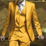 Riolio  Silver Grey Men's clothing Satin Simple Men's Suits Balzer Luxury Male Clothing Skinny Wedding Outfits 3 Piece Jacket Pants Vest
