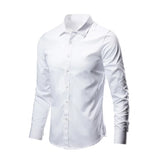 Riolio Men's Long Sleeve White Shirt Casual Business Formal Slim Fit Korean Style Professional Work Shirt Wrinkle-free Ironing