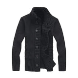 Riolio Chic Knitted Cardigan Ribbed Cuff Long Sleeve Comfy Thickened Warm Men Cardigan Sweater