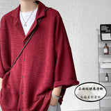 Riolio Ice Silk Shirt Men's High Quality Summer Fashion Brand ins 5-sleeve shirt loose casual masculina camisas hombre