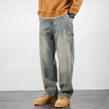 Riolio  Men's Jeans Retro Cargo Trousers Straight Man Cowboy Pants Punk Washed Luxury Designer 2025 Trend Y2k Vintage Korean Style Baggy