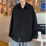 Riolio  Young Style Korean Street Casual Shirts Fashion Office Lady Loose Solid Spring Summer Thin Simplicity Men's Clothing Handsome