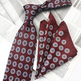 Riolio  2PCS Neck Tie Set Casual Floral Printed Neckties Oversized 9cm Luxury Striped Silky Neck Ties For Men Pocket Square Groom Hanky