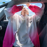 Riolio  Men's Korean Fashion Gradient Print Oversize Lapel Shirt Youth Harajuku Casual Streetwear Y2K Long Sleeve Tops Camisas De Hombre