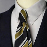 Riolio  2PCS Neck Tie Set Men Luxury Soft Cotton Neckties Brown Striped Pocket Square British Style Gentleman Tuxedo Shirt Accessories