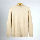 Riolio New Korean Fashion Men Sweater Light Luxury Trendy Turtleneck Knit Solid Color Pullover Leisure Retro Long Sleeve Basic Knitwear