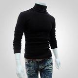 Riolio black turtleneck outfit men Shirt Stretchy Soft Autumn Turtleneck Long Sleeve Solid Color Winter Knitted Pullover Breathable Men 2021New for And Touch