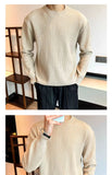Riolio  New Korean Retro Men Basic Sweater Luxury Knitted Solid Color O Neck Long Sleeve Pullover Casual Slim Premium Quality Knitwear